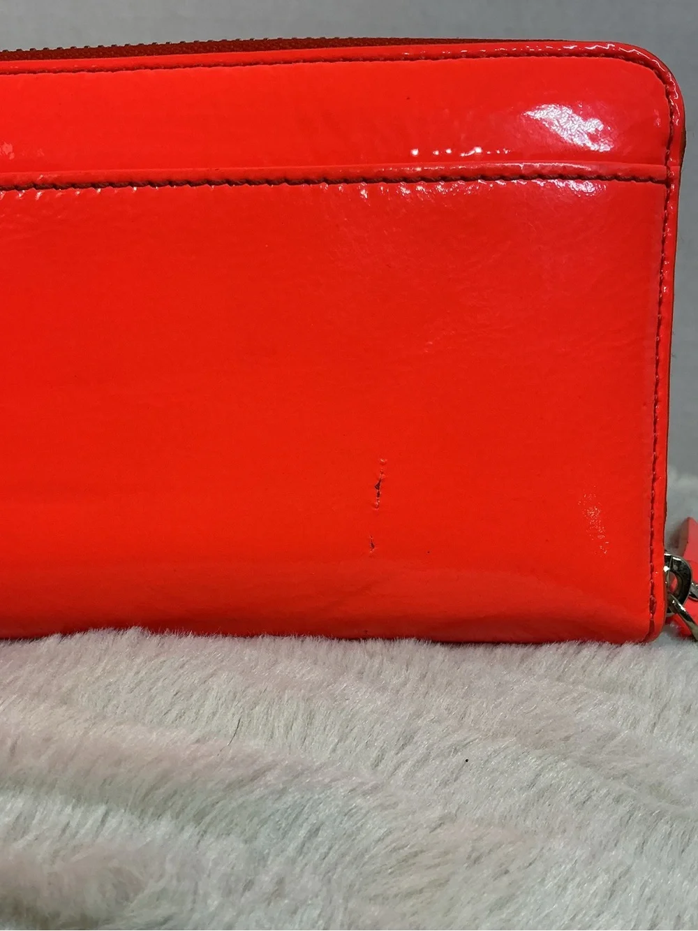 Kate Spade New York Bright Orange/Red Leather Zip Wallet – Great Condition